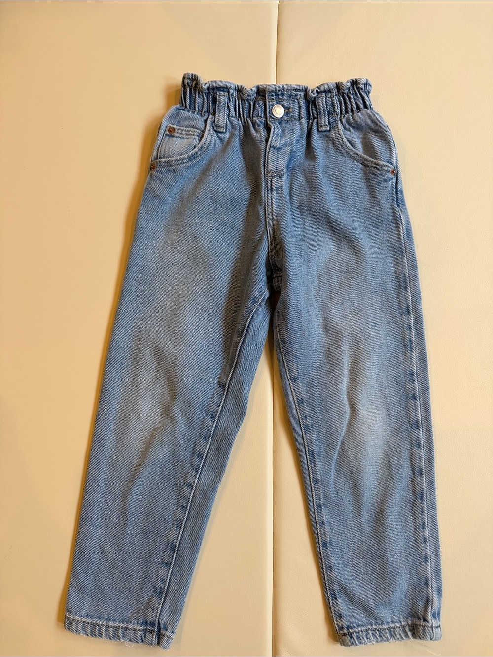 Zara Girls Kids Elastic-Waist Light Blue Denim Jeans - Picture 4 of 4
